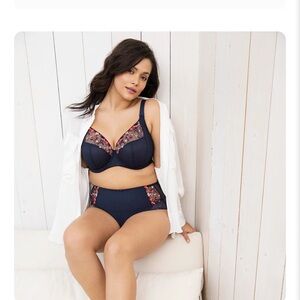 Floral Lace Navy Bra and Panty Set